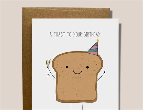 A Toast To Your Birthday Cute And Funny Birthday Card Etsy