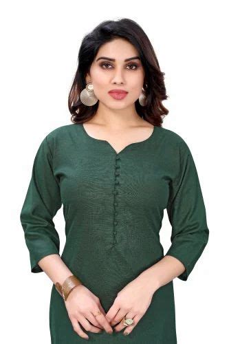 Plain Dark Green Cotton Kurti Palazzo Set Straight At Rs 580 Piece In