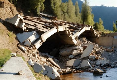 Puente Destruido Por Un Terremoto Foto Premium