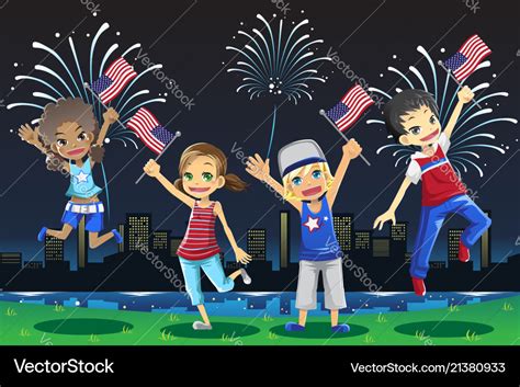 Kids Celebrating Fourth July Royalty Free Vector Image