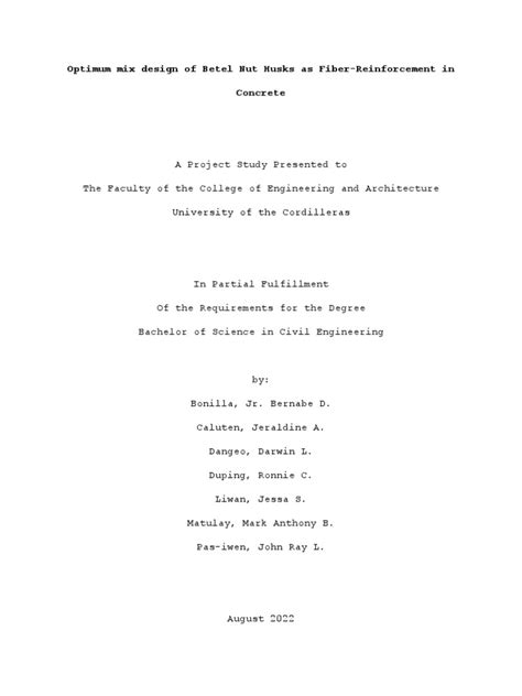 Optimum Mix Design Of Betel Nut Husk As Fiber Reinforcement In Concrete