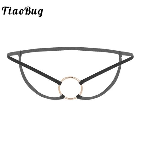 Tiaobug Men Open Crotch Panties Hot Lingerie Low Waist Penis Metal O