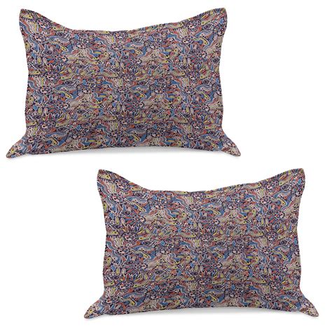 Ethnic Knitted Quilt Pillowcover Set Of Mosaic Style Folk