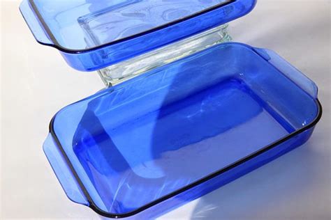 Vintage Cobalt Blue Pyrex 9x13 Baking Dish Pair Etsy Glass Bakeware