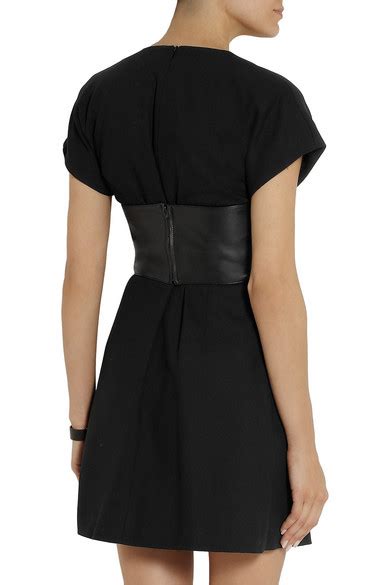 Mcq Alexander Mcqueen Leather Paneled Crepe Mini Dress Net A Porter Com