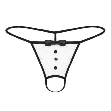 Iixpin Homme Micro String Sexy Ficelle Tanga Ouvert Lingerie Cosplay Bowknot Slip Underwear M