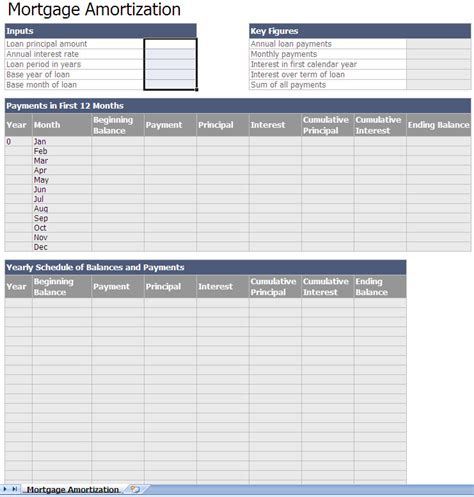 Printable Mortgage Calculator Amortization Schedule Excel Template