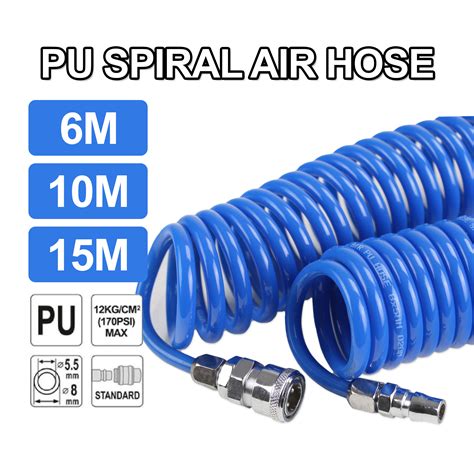 Pu Air Hose Flexible Spiral For Compressor Air Tool 8mm X 5mm Vr Diy