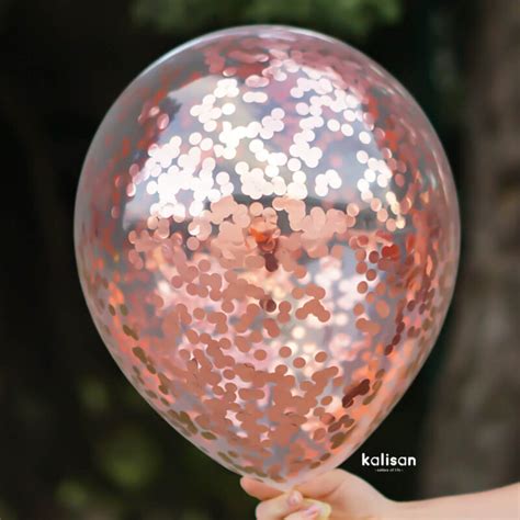 Rose Gold Konfeti Metalik Yuvarlak Form Kalisan Balon