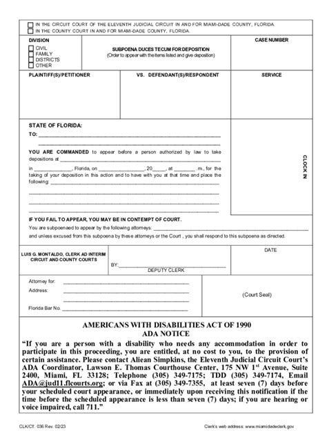 Miami Subpoena Fill Out Sign Online DocHub