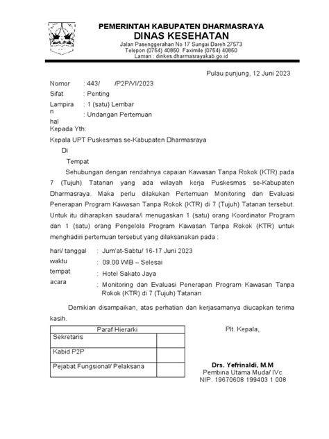 Surat Undangan Evaluasi Ktr 2023 Pdf