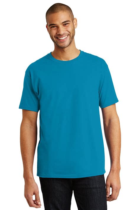 Hanes Tagless Cotton T Shirt In Teal Add A Custom Design