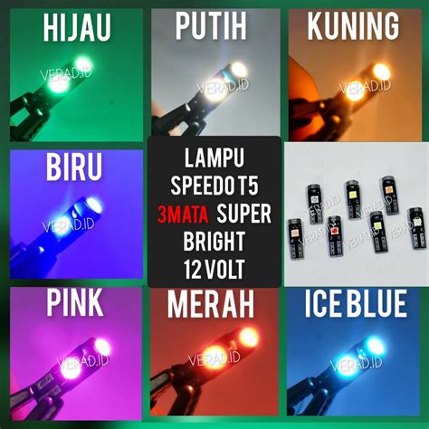 Jual LAMPU LED SPEEDOMETER INDIKATOR T5 3 MATA SMD 12 VOLT MOTOR MOBIL