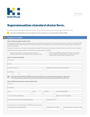 Fillable Online Superannuation Standard Choice Form Australiansuper