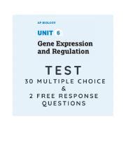 APBiologyUnit6TestGeneExpressionandRegulation 1 Docx AP Biology Unit