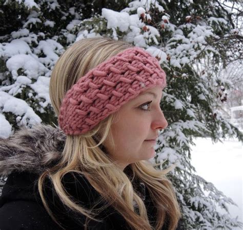 Merino Wool Headband With Cashmere Knit Ear Warmer By Jrsnodgrass Pink