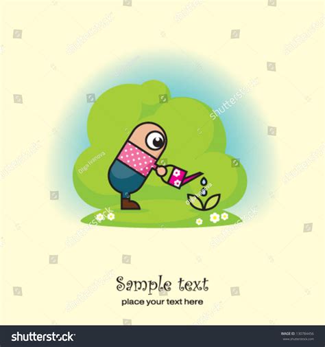 Man Watering Plant Stock Vector Royalty Free 130784456 Shutterstock