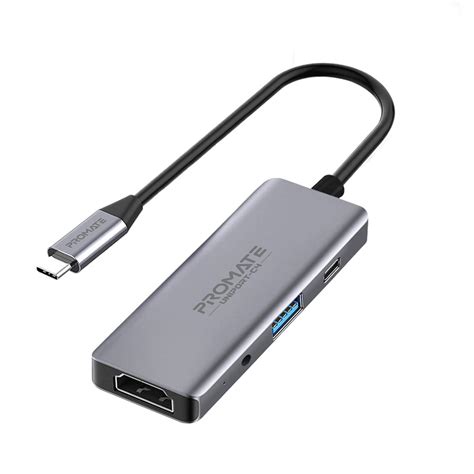 Promate USB C Hub High Speed 4 In 1 Aluminium Type C Adapter With