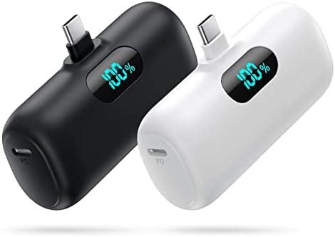 2Pcs Mini Portable Charger5000mAh Power Bank 3A PD USB C Cell Phone