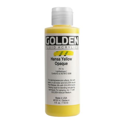 Golden Fluid Acrylic 4 Oz Hansa Yellow Opaque Michaels