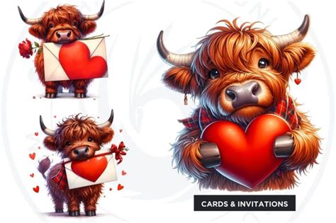 Valentine Highland Cow Clipart Bundle Love Scottish Cow