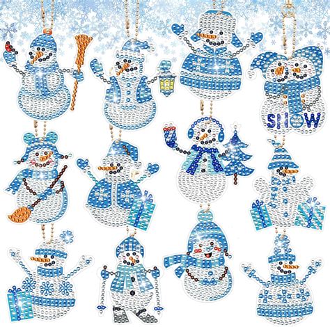 Owlfun Pack Of Snowman Diamond Painting Christmas Decoration Double