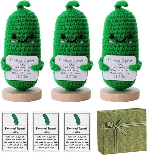 3pcs Handmade Emotional Support Pickle Cute Crochet