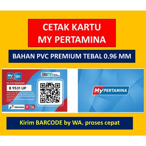 Jual Cetak Kartu My Pertamina Id Card Pertamina Bahan Pvc Tebal Premium