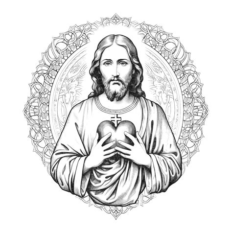 Sacred Heart Of Jesus Catholic Coloring Page