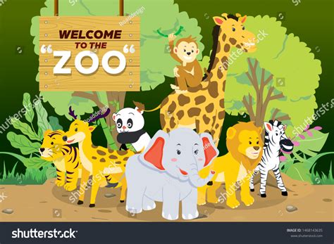 Welcome Zoo Vector Illustration Stock Vector (Royalty Free) 1468143635 ...