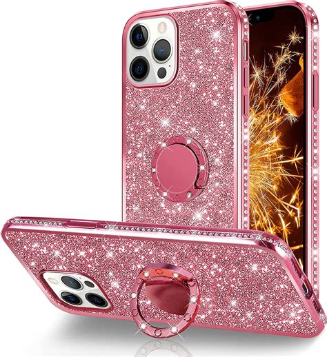 Compatible With Iphone 12 Pro Max Women Girls Bling Glitter Diamond Plating Edge Case Luxury