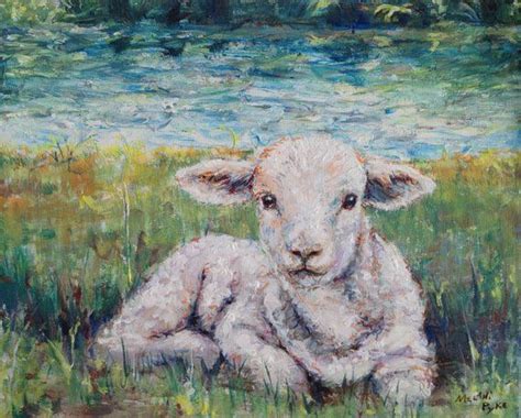 The Lamb Original Painting On Canvas Custom Oil Resting Sheep Jesus