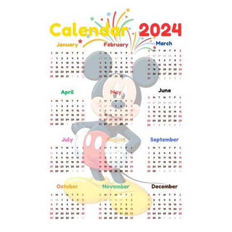 Mickey Mouse 2024 Calendar Printable Pdf Moyna Tiffani