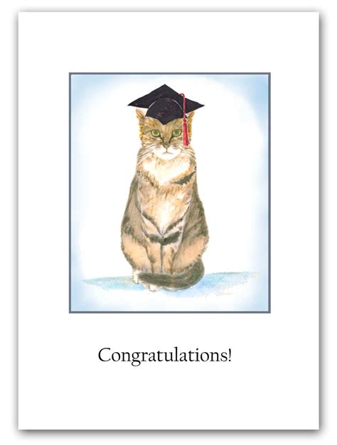 Graduation Cat Card, Congratulations Card, Tabby Cat Card, Tabby ...