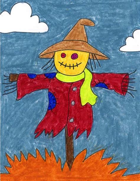 How To Draw A Scarecrow Easy Step By Step Art Lesson For Kids Kids