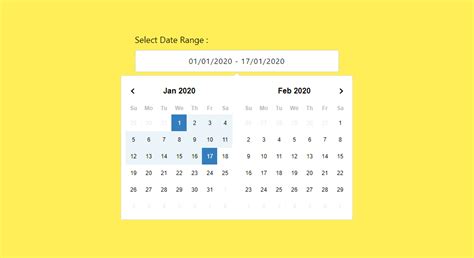 Bootstrap 4 Date Range Datepicker With Two Months Shown Snippet For