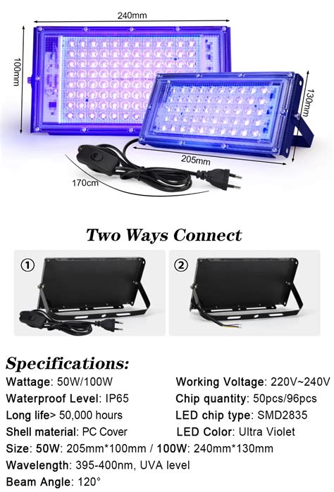 395nm 400nm Led Uv Floodlight Ultraviolet Stage Lamp 50w 100w Led Stage