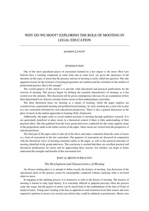 PDF Why Do We Moot Exploring The Role Of Mooting In Legal Education