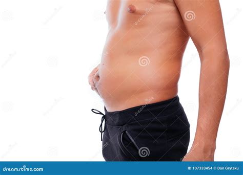 Hombres Con Exceso De Grasa En El Abdomen Aislado En Blanco Foto De Archivo Imagen De Deporte