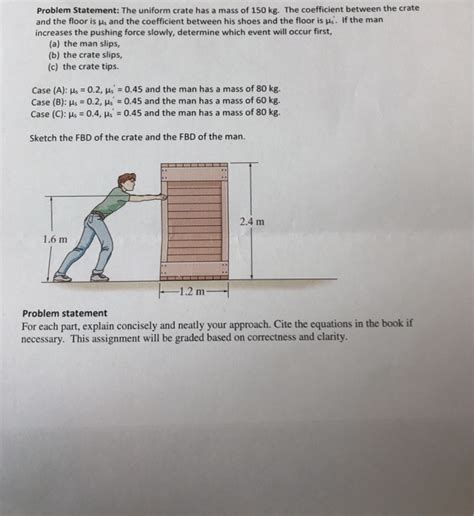 Solved Problem Statement The Uniform Crate Has A Mass Of Chegg