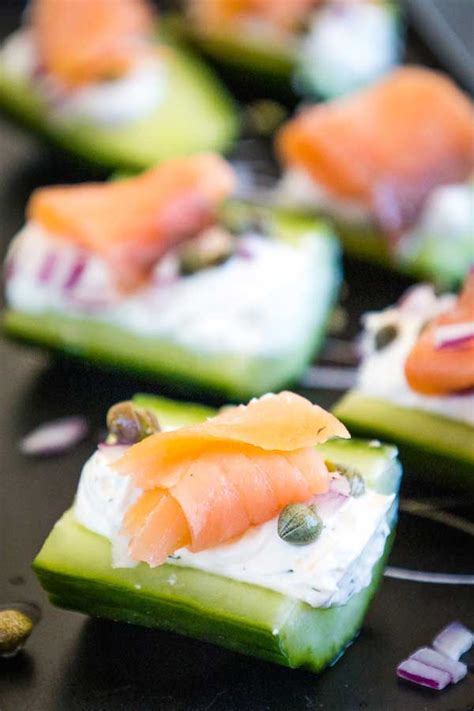 Stuffed Cucumbers with Salmon and Capers - Honeybunch Hunts