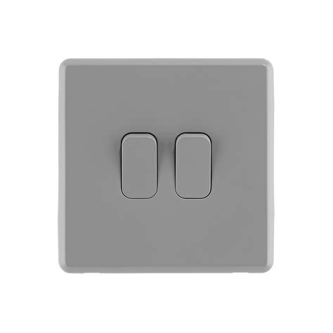 Arlec Rocker Stone Grey 10a 2gang 2way Light Switch Arlec Uk