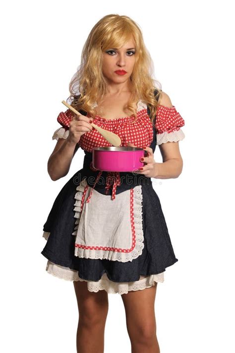 Blonde Woman Wearing Retro Dress Isolated On White Background Stock Photo Image Of Studio