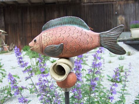 Besondere Keramik Stele Gartenstele Gartenstecker Gartenkeramik Fisch