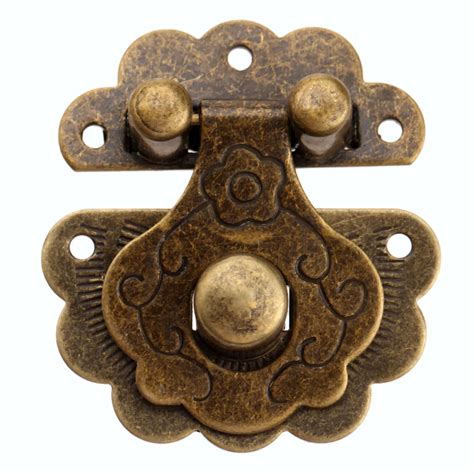 1pc Vintage Hardware Antique Brass Hasps Decorative Jewelry T Wooden