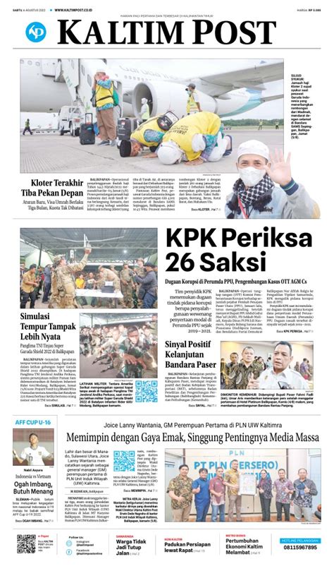 Koran Kaltim Post Edisi 6 Agustus 2022