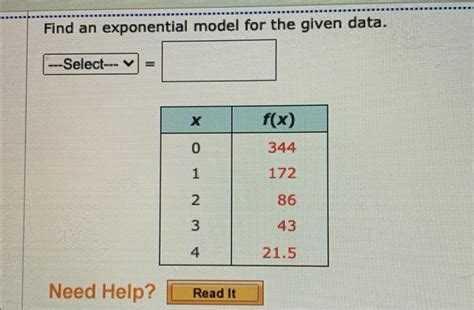 Solved Find An Exponential Model For The Given Data Nee