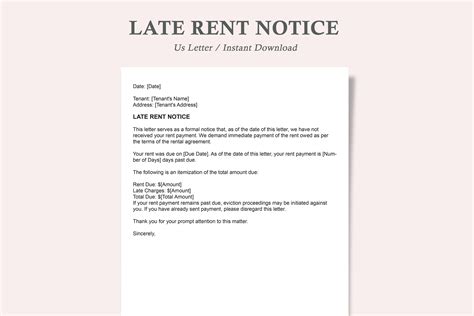 Late Rent Noticerental Agreement Letter Graphic By Watercolortheme · Creative Fabrica