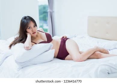 Sexy Asian Woman Lingerie Lying On Stock Photo 1236416770 Shutterstock