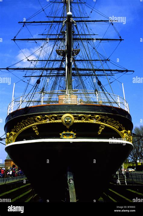 The Historic Tall Ship Cutty Sark On Display In Greenwich London